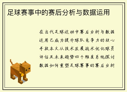 足球赛事中的赛后分析与数据运用